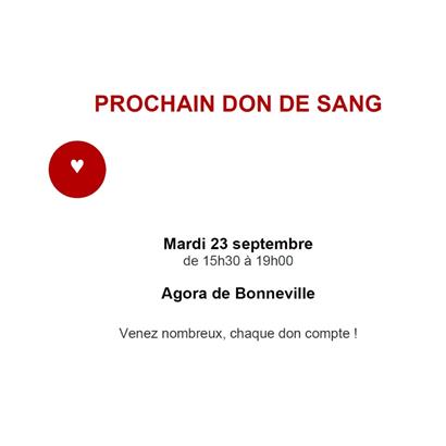 La prochaine collecte de sang à Bonneville