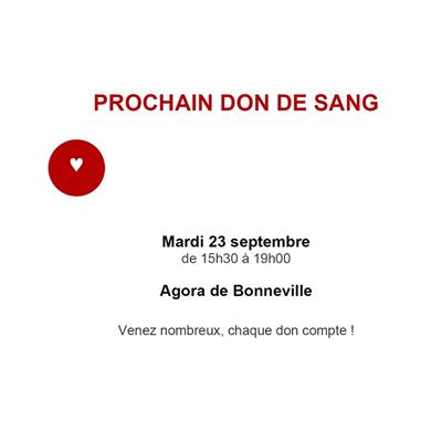La prochaine collecte de sang à Bonneville